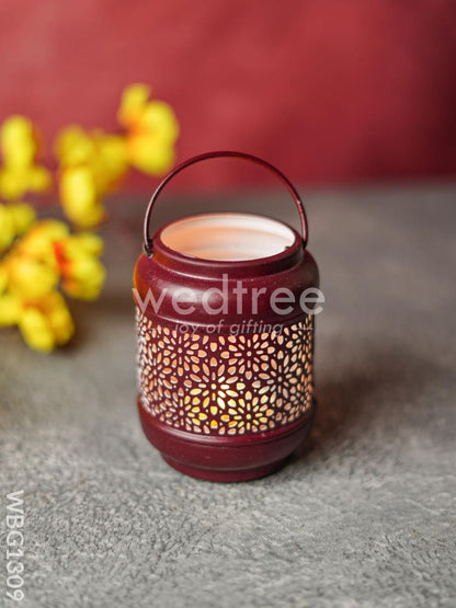 Floral Cylindrical Votive with Handle - WBG1309