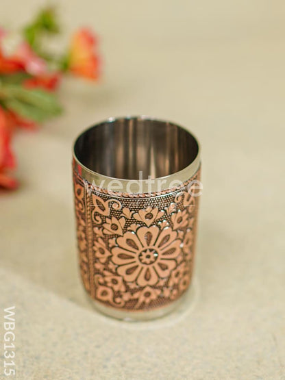 Floral Design Glass - Copper Finish - WBG1315