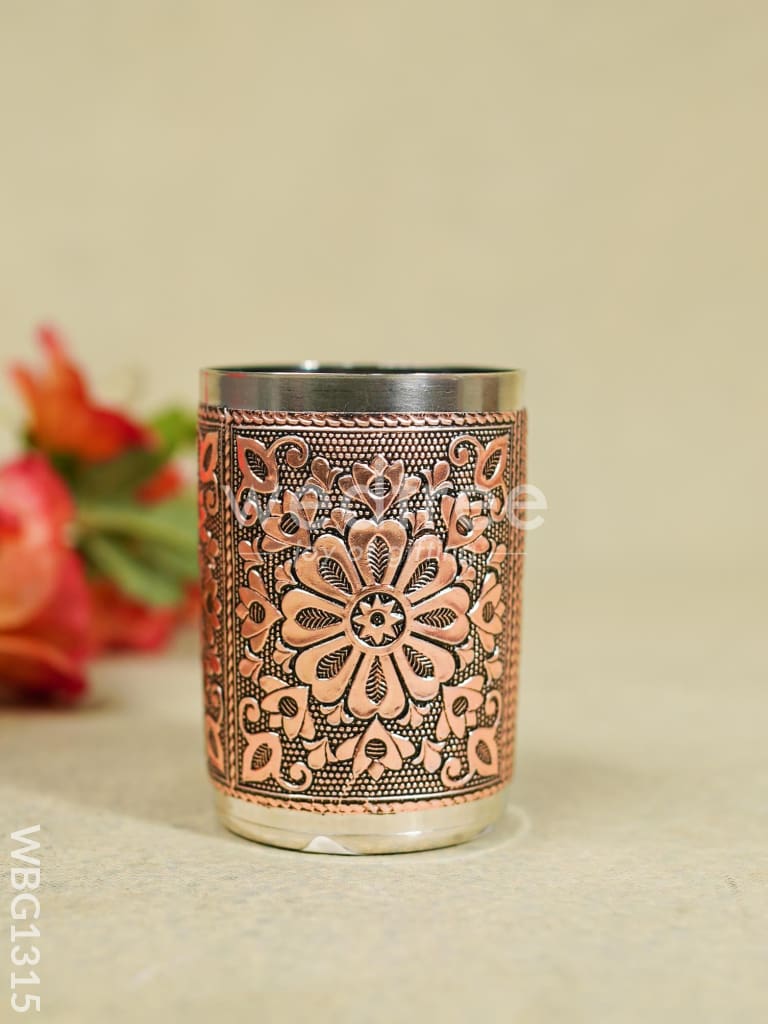 Floral Design Glass - Copper Finish - WBG1315