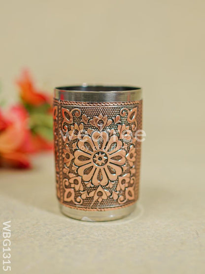 Floral Design Glass - Copper Finish - WBG1315