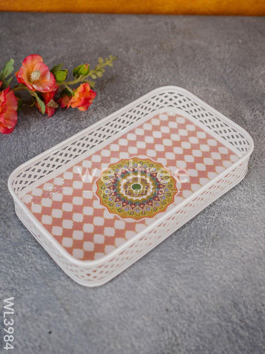 Floral Design Tray with White Frame - WL3984