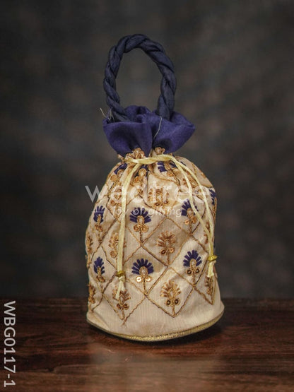 Floral designed Embroidery Potli Bag in Triangular Pattern - WBG0117