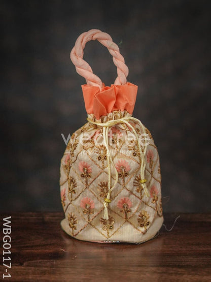 Floral designed Embroidery Potli Bag in Triangular Pattern - WBG0117