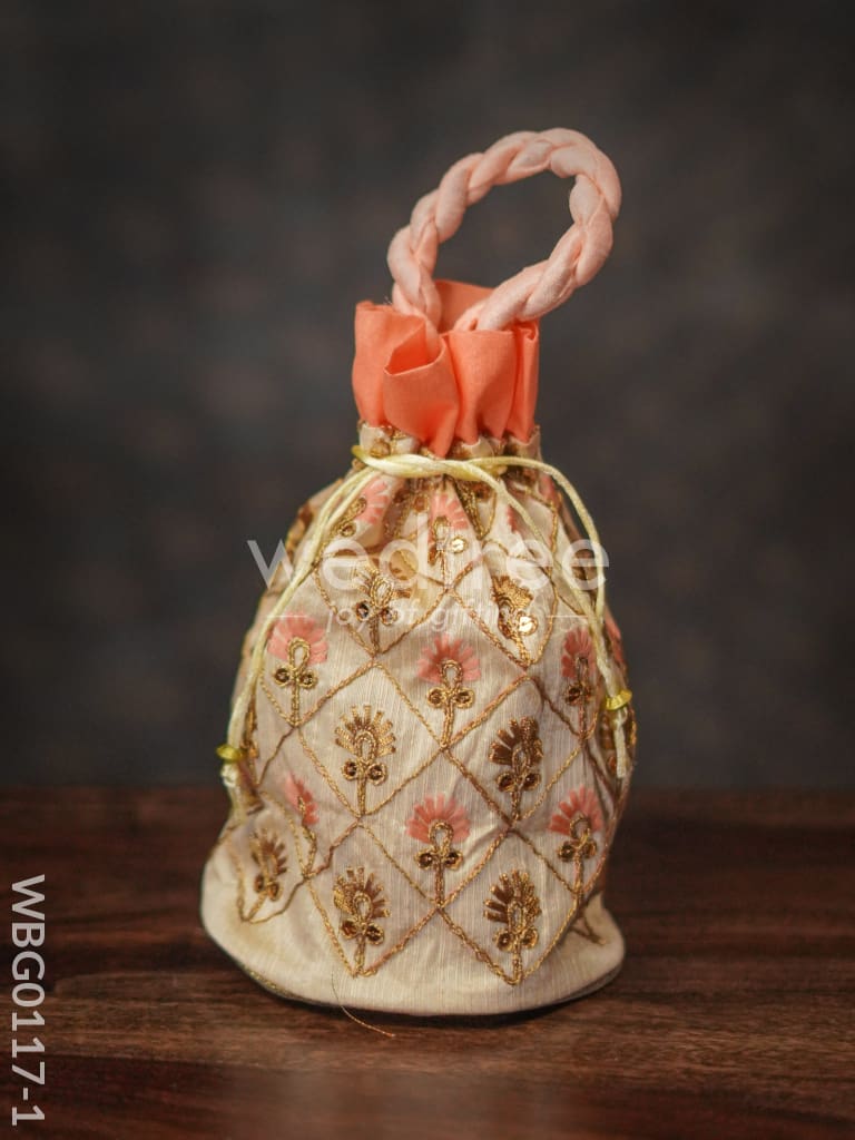 Floral designed Embroidery Potli Bag in Triangular Pattern - WBG0117