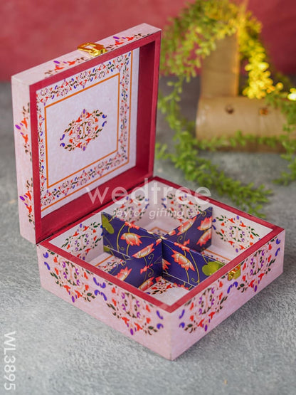 Floral Dry Fruit Box with 4 Partitions - WL3895