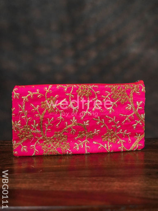 Floral Embroidery Purse with Zipper - WBG0111