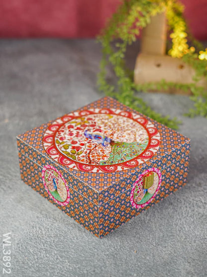 Floral Peacock Dry Fruit Box with 4 Partitions - WL3892