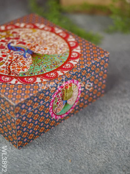 Floral Peacock Dry Fruit Box with 4 Partitions - WL3892