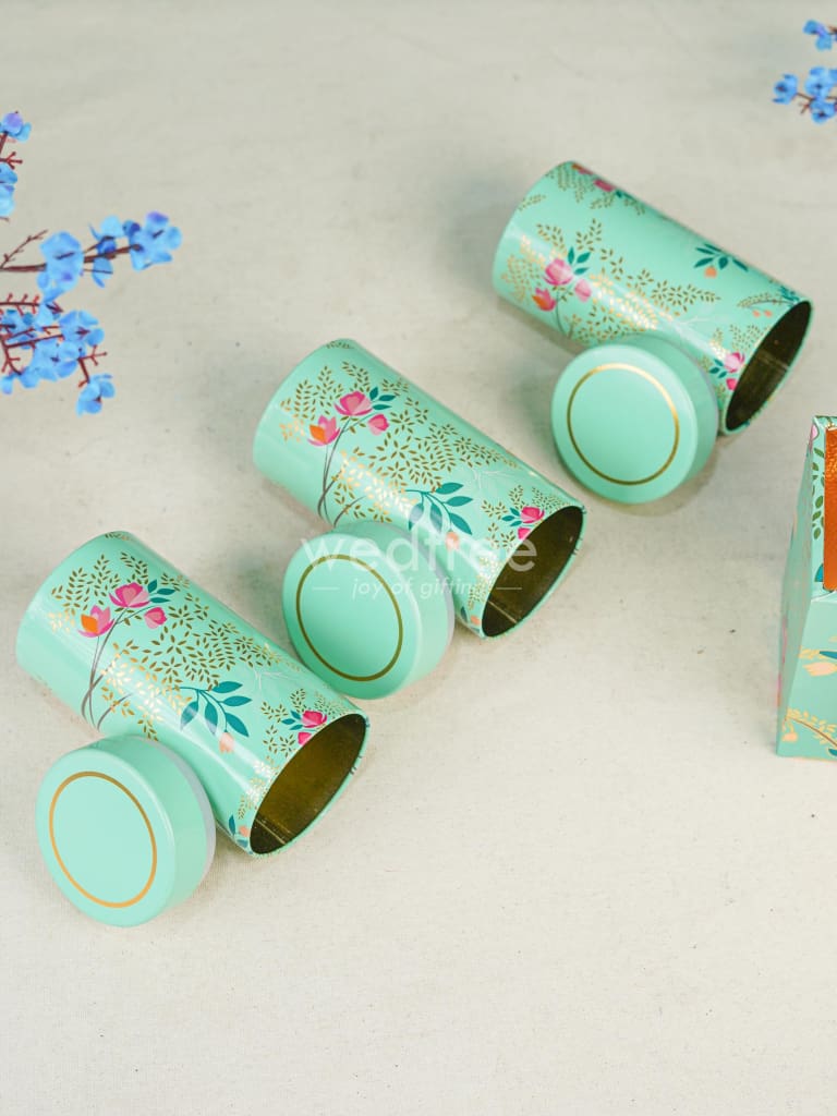 Floral Printed Tin Box with Handle - Set of 3 - WL4371