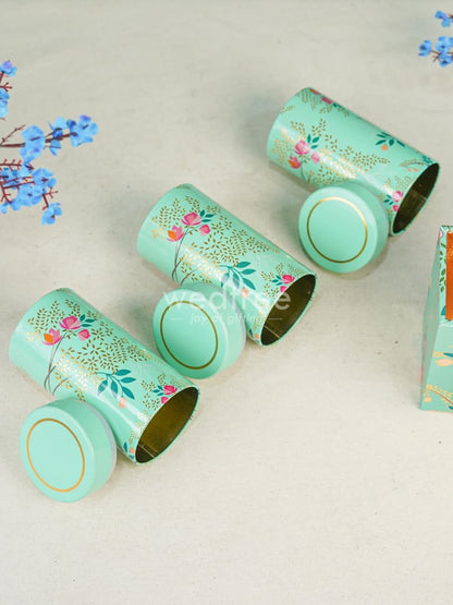 Floral Printed Tin Box with Handle - Set of 3 - WL4371