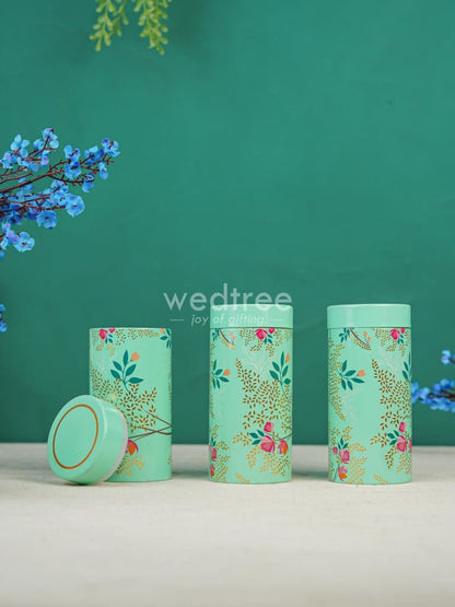 Floral Printed Tin Box with Handle - Set of 3 - WL4371