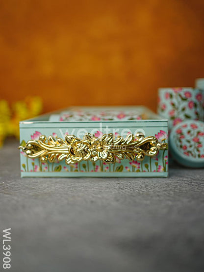 Floral Printed Tray with Jar Set - WL3908