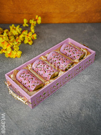 Floral Printed Tray with Jar Set - WL3908