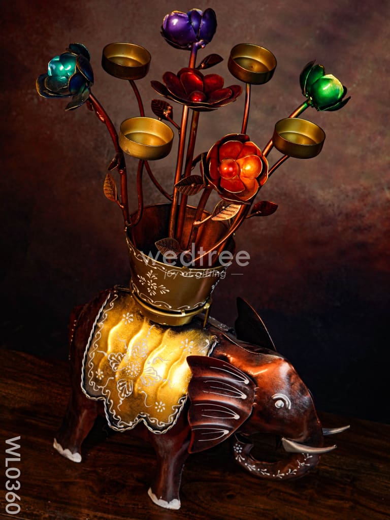 Flower pot T-light holder on elephant - WL0360