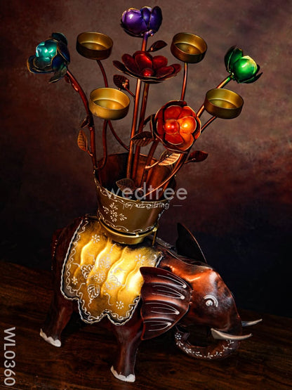 Flower pot T-light holder on elephant - WL0360