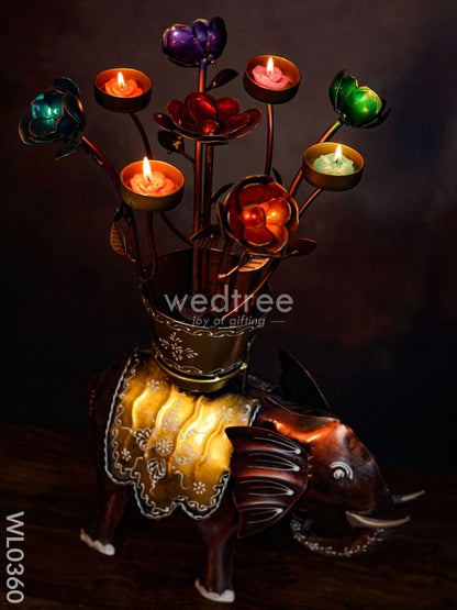 Flower pot T-light holder on elephant - WL0360