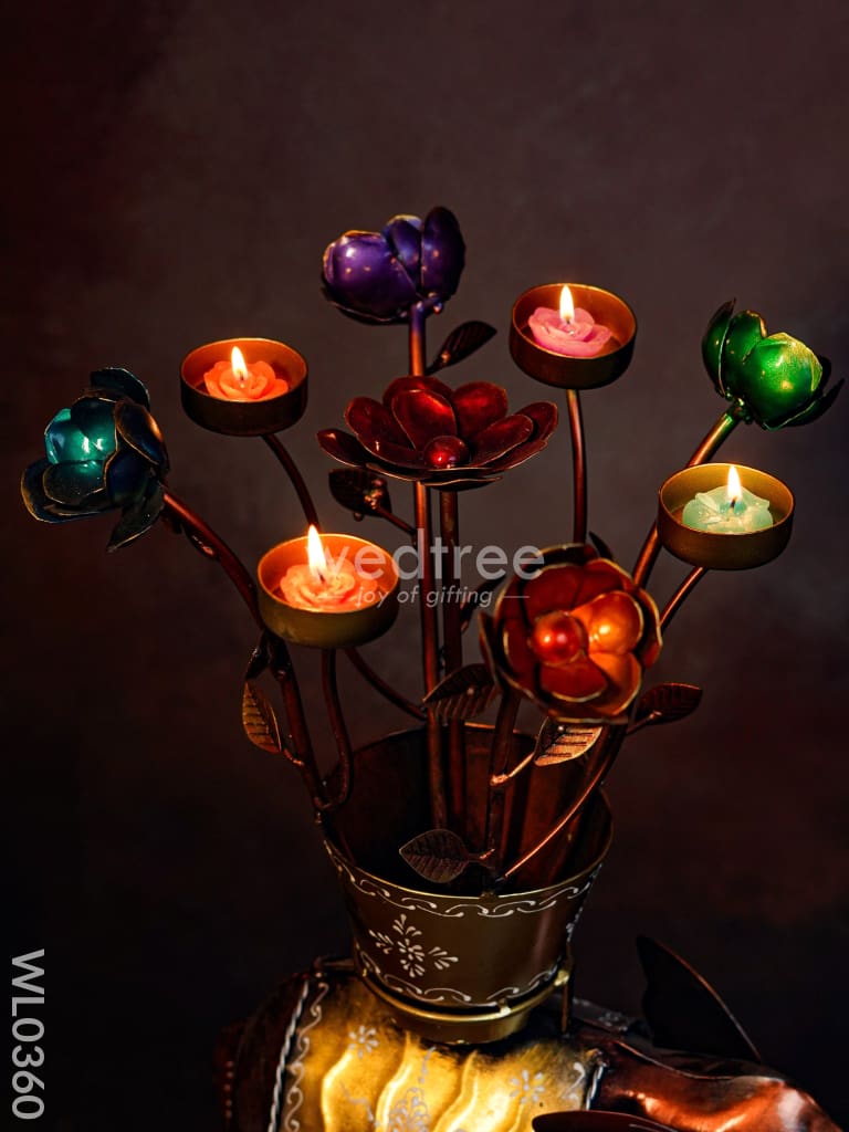 Flower pot T-light holder on elephant - WL0360