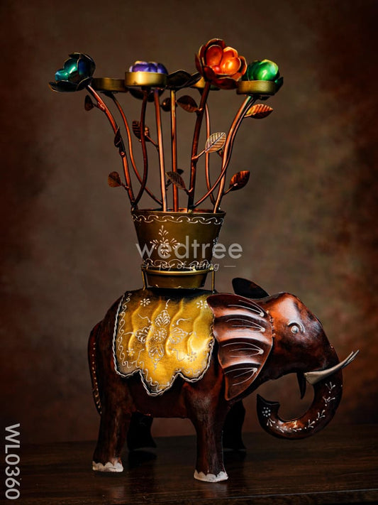 Flower pot T-light holder on elephant - WL0360
