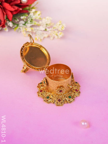Ganesha Kumkum Holder - 2 inch - Gold - WL4810-1