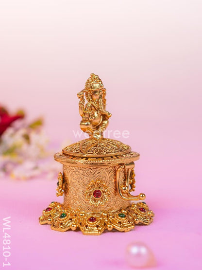 Ganesha Kumkum Holder - 2 inch - Gold - WL4810-1