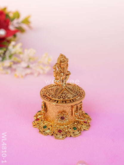 Ganesha Kumkum Holder - 2 inch - Gold - WL4810-1