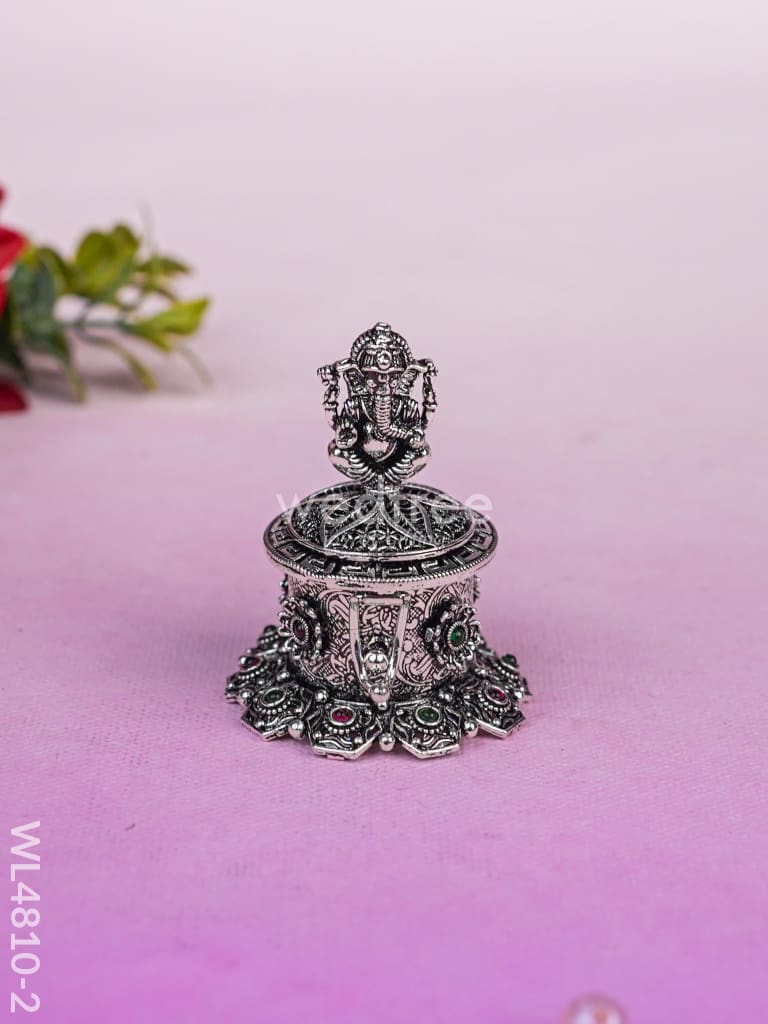 Ganesha Kumkum Holder - 2 inch - Silver - WL4810-2