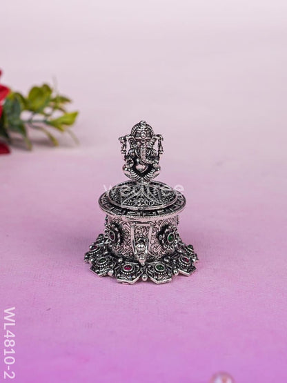 Ganesha Kumkum Holder - 2 inch - Silver - WL4810-2