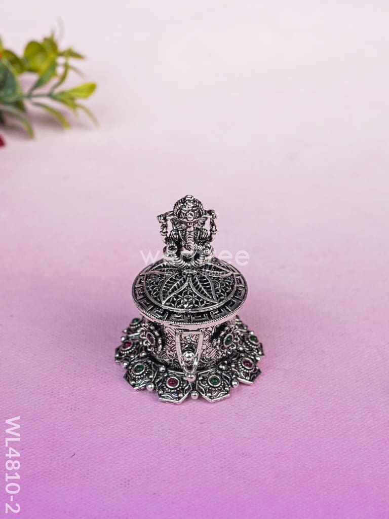 Ganesha Kumkum Holder - 2 inch - Silver - WL4810-2