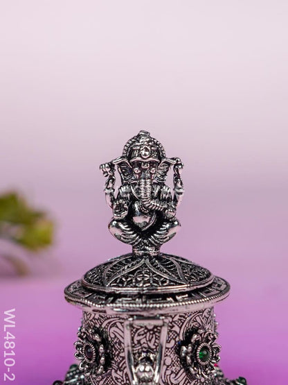 Ganesha Kumkum Holder - 2 inch - Silver - WL4810-2