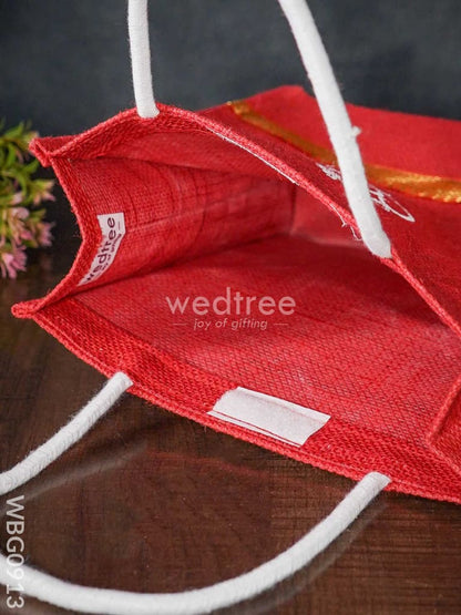 Ganesha Print Jute Bag with Lace - WBG0913