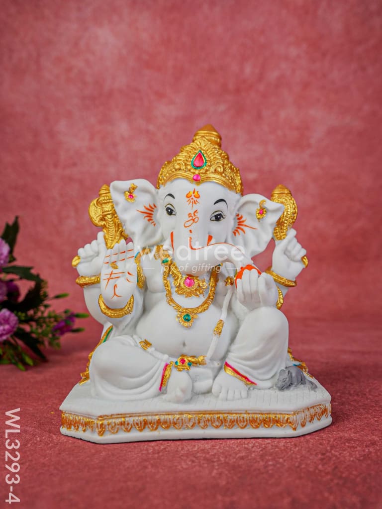 Ganesha with Rat Idol in Polyresin - WL3293-4