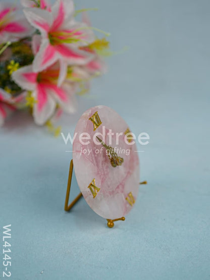 Gem stone Table Clock with Stand - Pink quartz - WL4145-2