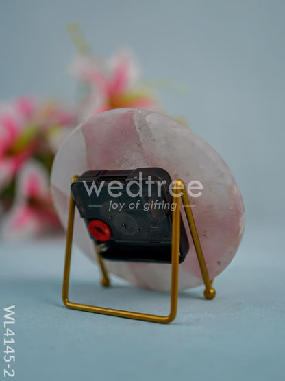 Gem stone Table Clock with Stand - Pink quartz - WL4145-2