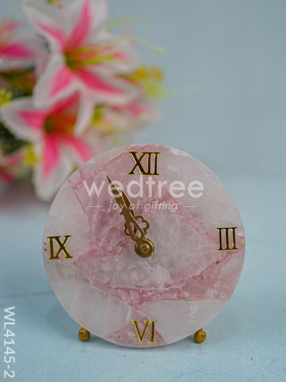 Gem stone Table Clock with Stand - Pink quartz - WL4145-2