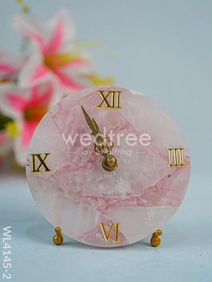 Gem stone Table Clock with Stand - Pink quartz - WL4145-2