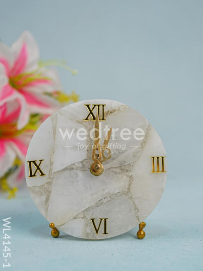 Gem stone Table Clock with Stand - White quartz - WL4145-1