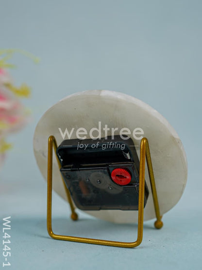 Gem stone Table Clock with Stand - White quartz - WL4145-1