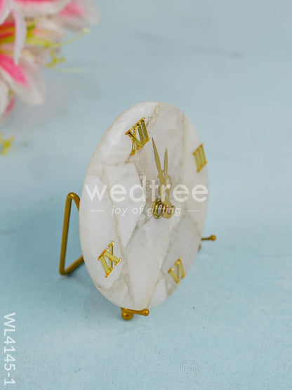Gem stone Table Clock with Stand - White quartz - WL4145-1