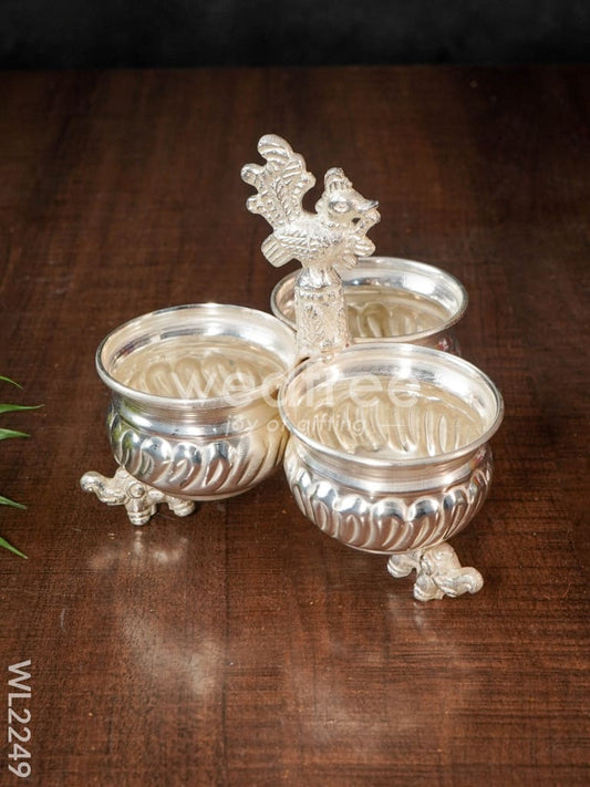 German silver 3 cups kumkum holder  - WL2249