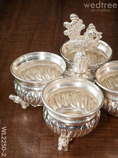 German Silver 4 Cup Kumkum Holder - WL2250