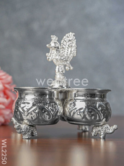 German Silver 4 Cup Kumkum Holder - WL2250