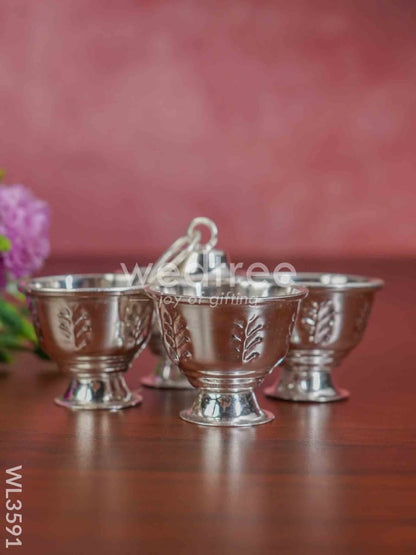 German Silver 4 Cup Kumkum Holder - WL3591