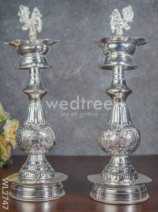 German Silver Annapakshi 5 Face Kuthu Vilaku - Set of 2 - WL2747