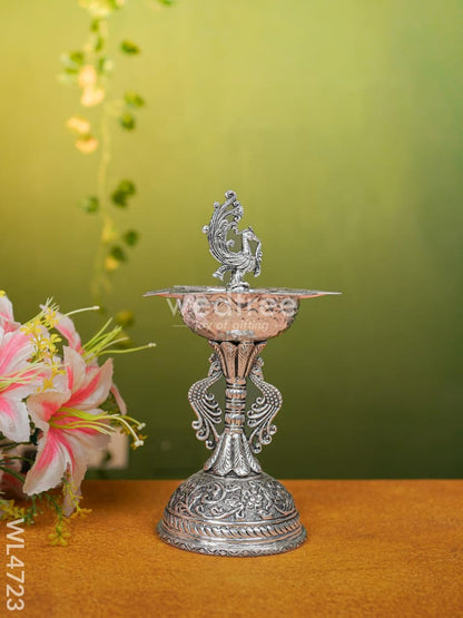 German Silver Annapakshi Kuthu Vilaku- 10 inch- Set of 2 - WL4723