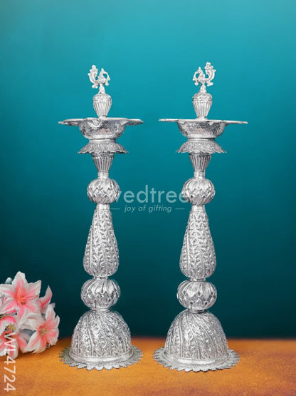 German Silver Annapakshi Kuthu Vilaku - 27 inch- Set of 2 - WL4724