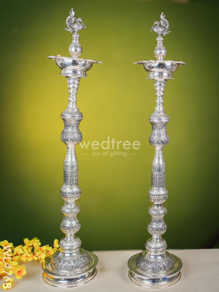 German Silver Annapakshi Kuthu Vilaku - 39 inch- Set of 2 - WL4768