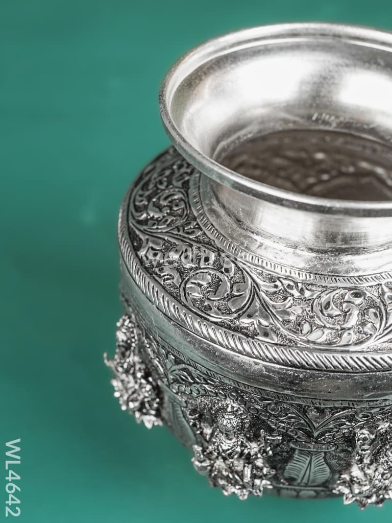 German Silver Antique Ashtalakshmi Floral Kalash - WL4642