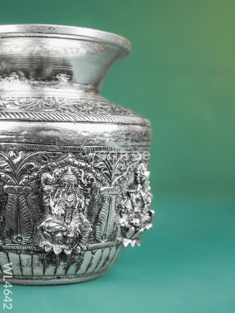 German Silver Antique Ashtalakshmi Floral Kalash - WL4642