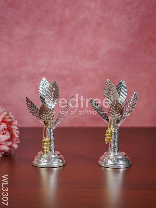 German Silver Banana Tree with Flowers set of 2 - 6 inch - WL3307