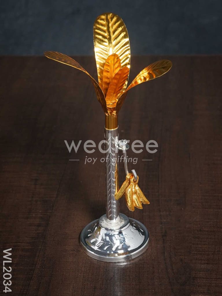 German Silver Banana Tree with Gold Leaves Small (Set of 2) - WL2034